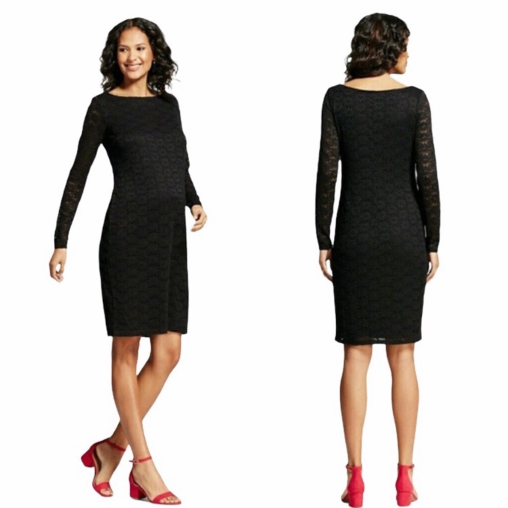 Ingrid and Isabel Longsleeve Boatneck Lace Maternity Dress